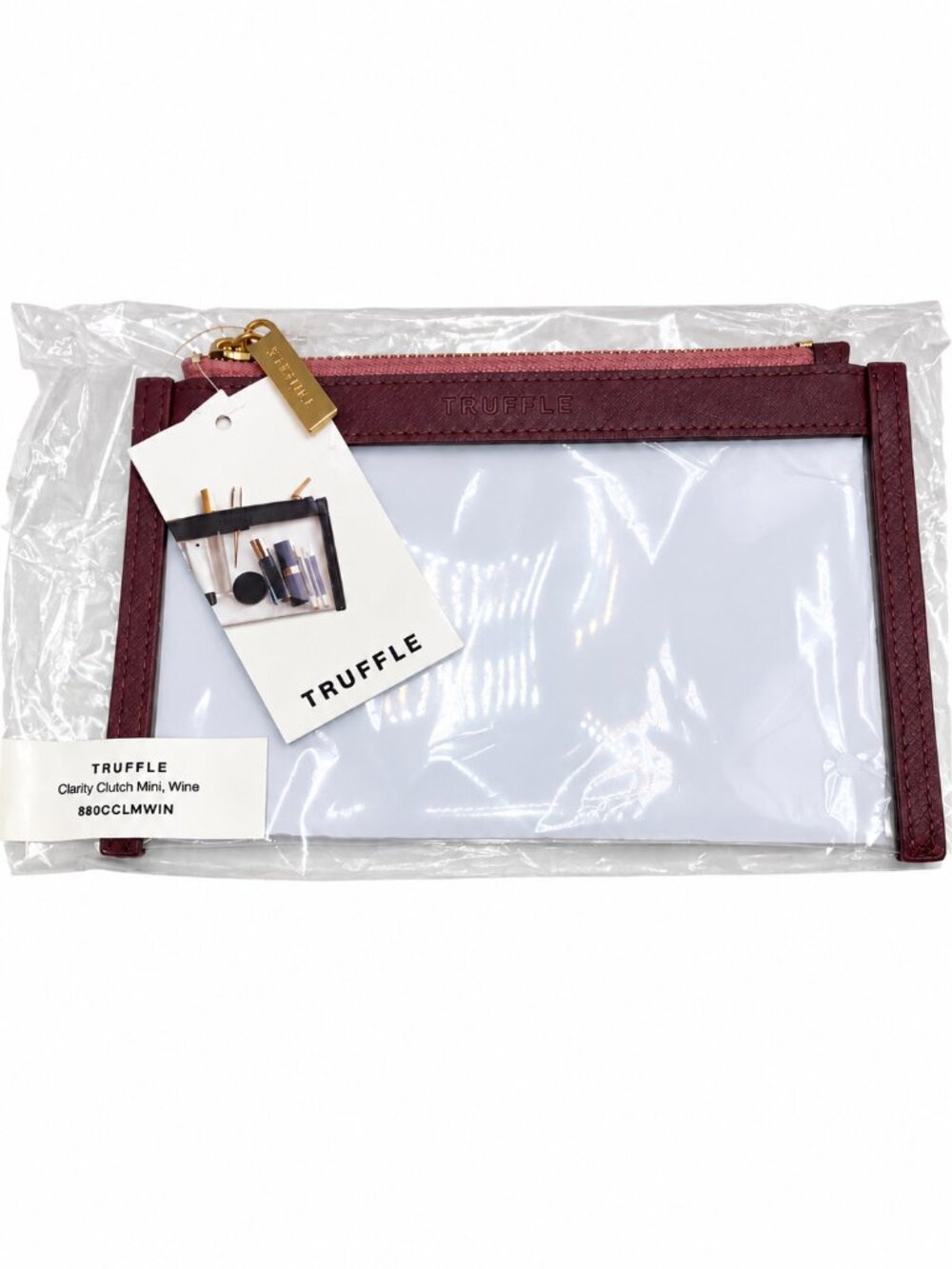 Truffle Clarity Clutch Mini in Wine - Rare/Discontinued - New in Package